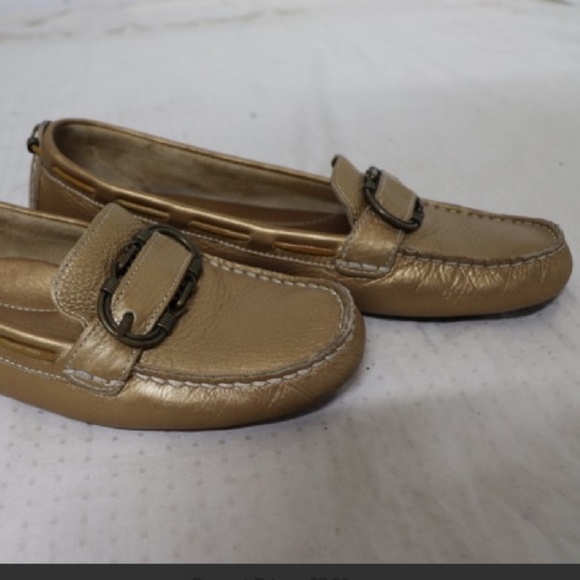 Cole Haan Shoes - Cole Haan Jillie Moc Gold Flats, Size 8, With Box